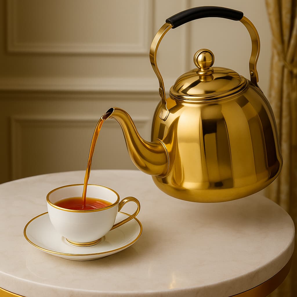 Bule Inox Dourado com Infusor 1L e 1,5L Chaleira para Chá e Café Indução Gás Premium