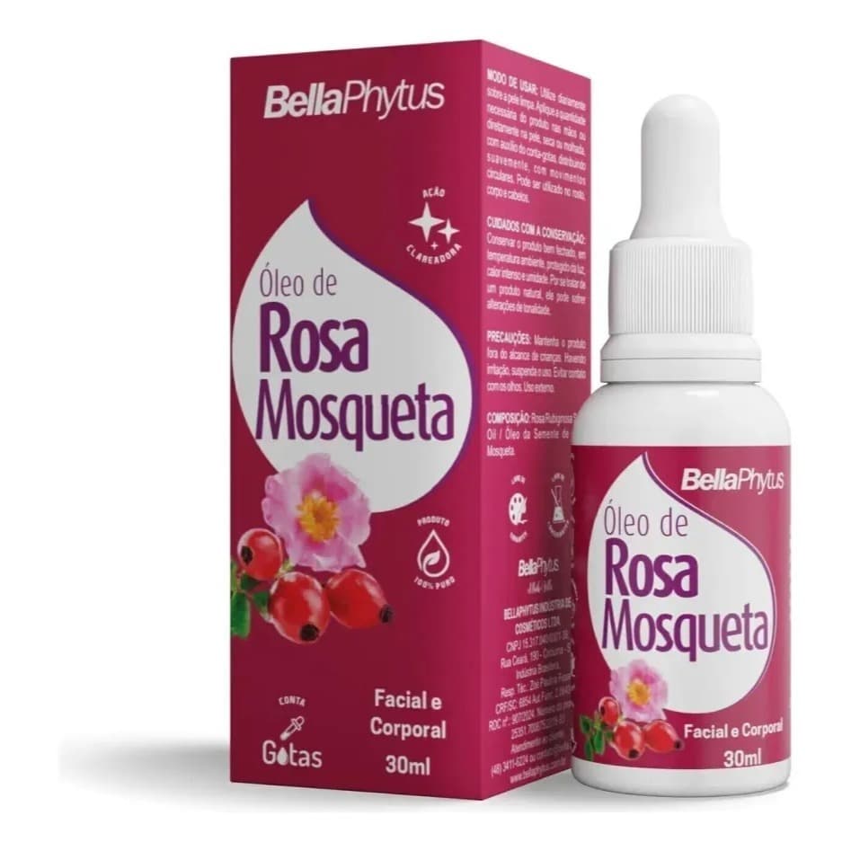 Óleo De Rosa Mosqueta 30ml Conta Gotas Bellaphytus