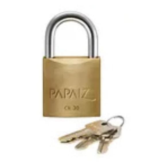 Cadeado De Segurança Latão Maciço Haste De Aço Cr30 Papaiz Dourado