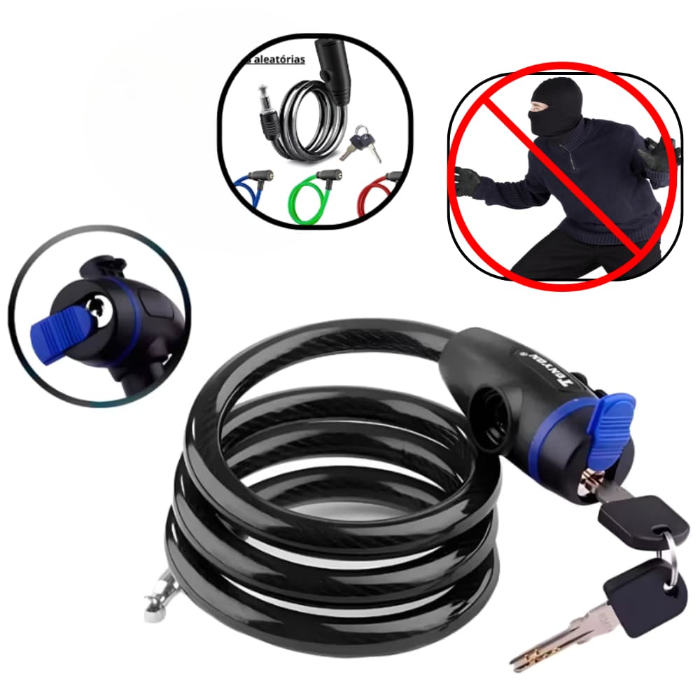 Cadeado com Corrente Reforçada – Trava de Segurança Antifurto para Moto e Bicicleta