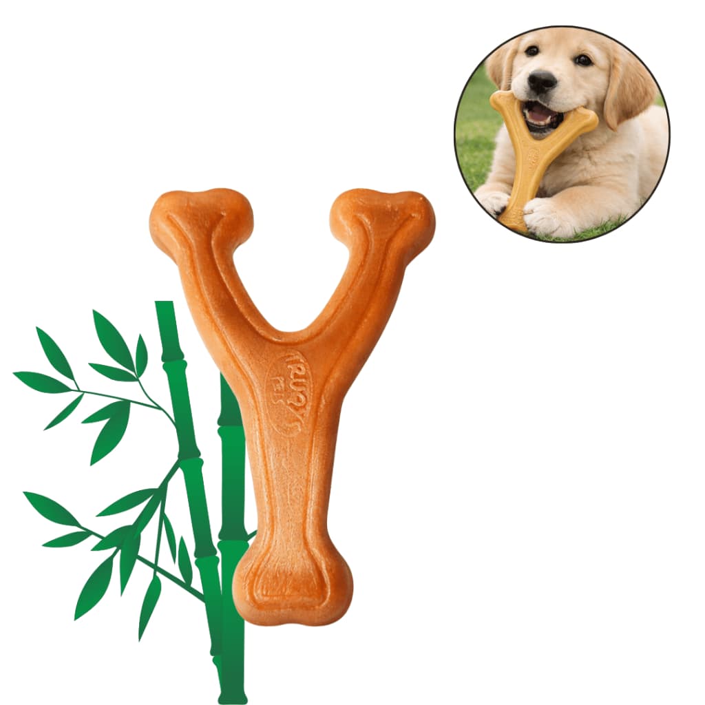 Brinquedo Mordedor Osso Bamboo Forquilha Médio Cães Limpa Dentes Anti Tártaro