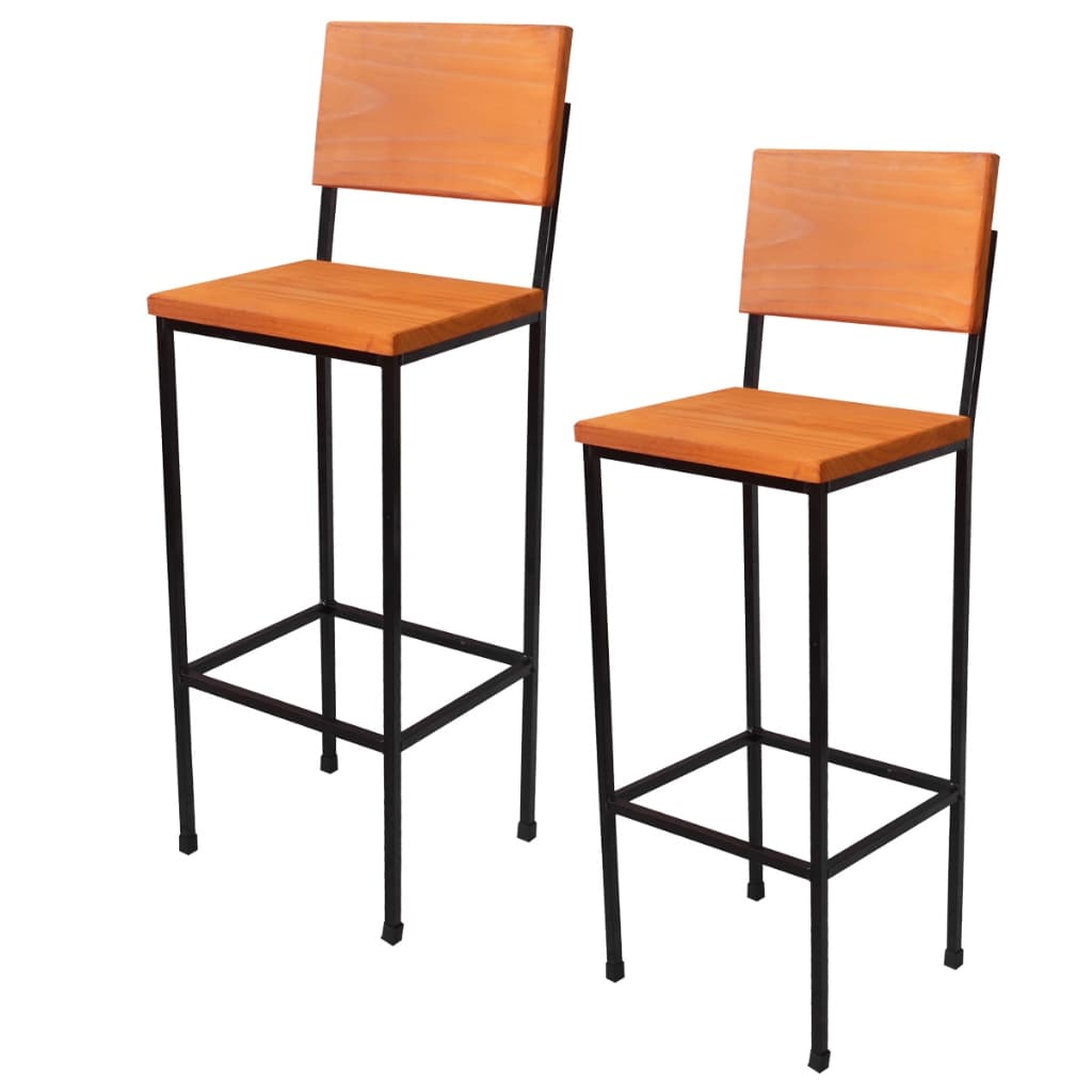 Combo 2 Banquetas Retrô Ferro Madeira Para Balcão De Cozinha