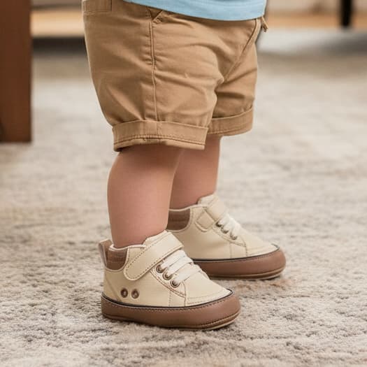 Tênis de Bebê Casual Para Passeio Casual Batizado Coturno Sapatinho de Couro Sola de Borracha