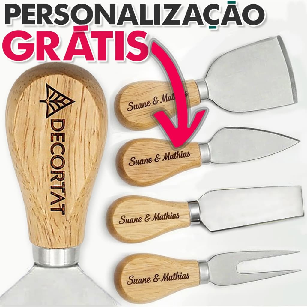 Kit Faca de Queijo (Personalização Gratis) Lembrancinha de Casamento e Padrinhos Aço Inox Gravação