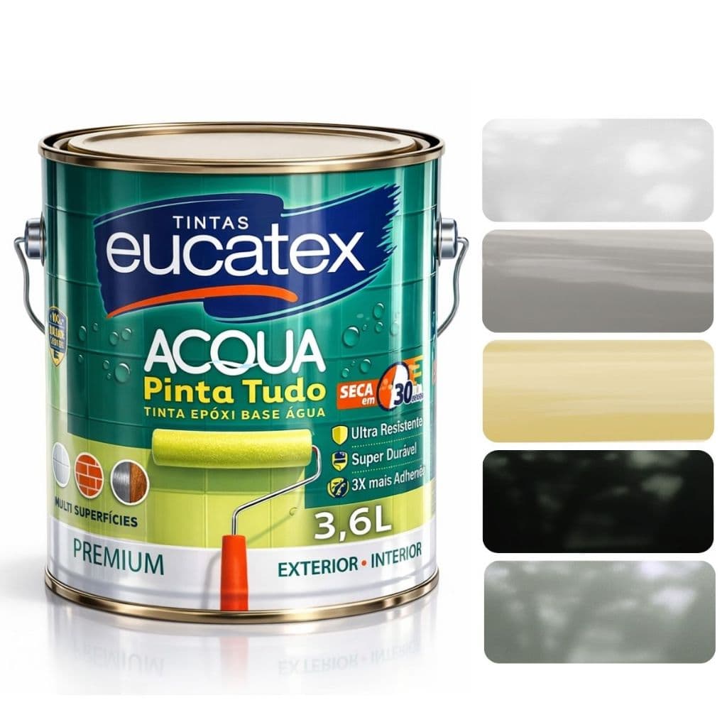 Tinta Epóxi Azulejo Eucatex Base Água 3,6L OU 900ml  Banheiro Cozinha Piso Metal Madeira Cores
