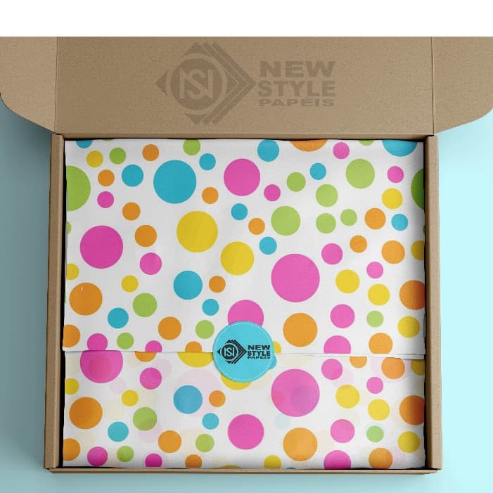 Papel de seda Premium 35x50 cm BOLINHAS COLORIDAS