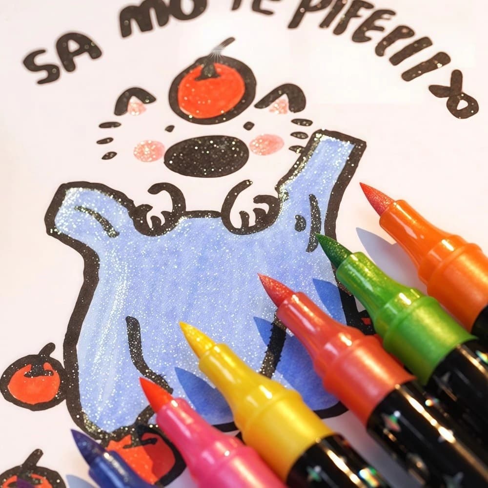 Marcadores Metálicos Com Glitter De Ponta Dupla, Pacote Com 36 Unidades