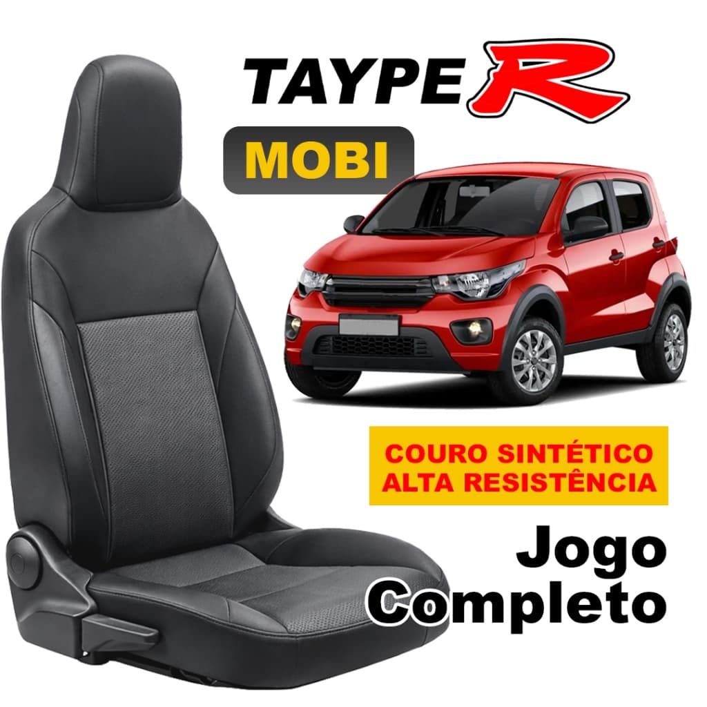 Capa de Banco Carro Fiat Mobi Couro Sintético Courvin kit Premium Proteção Total Like Trekking