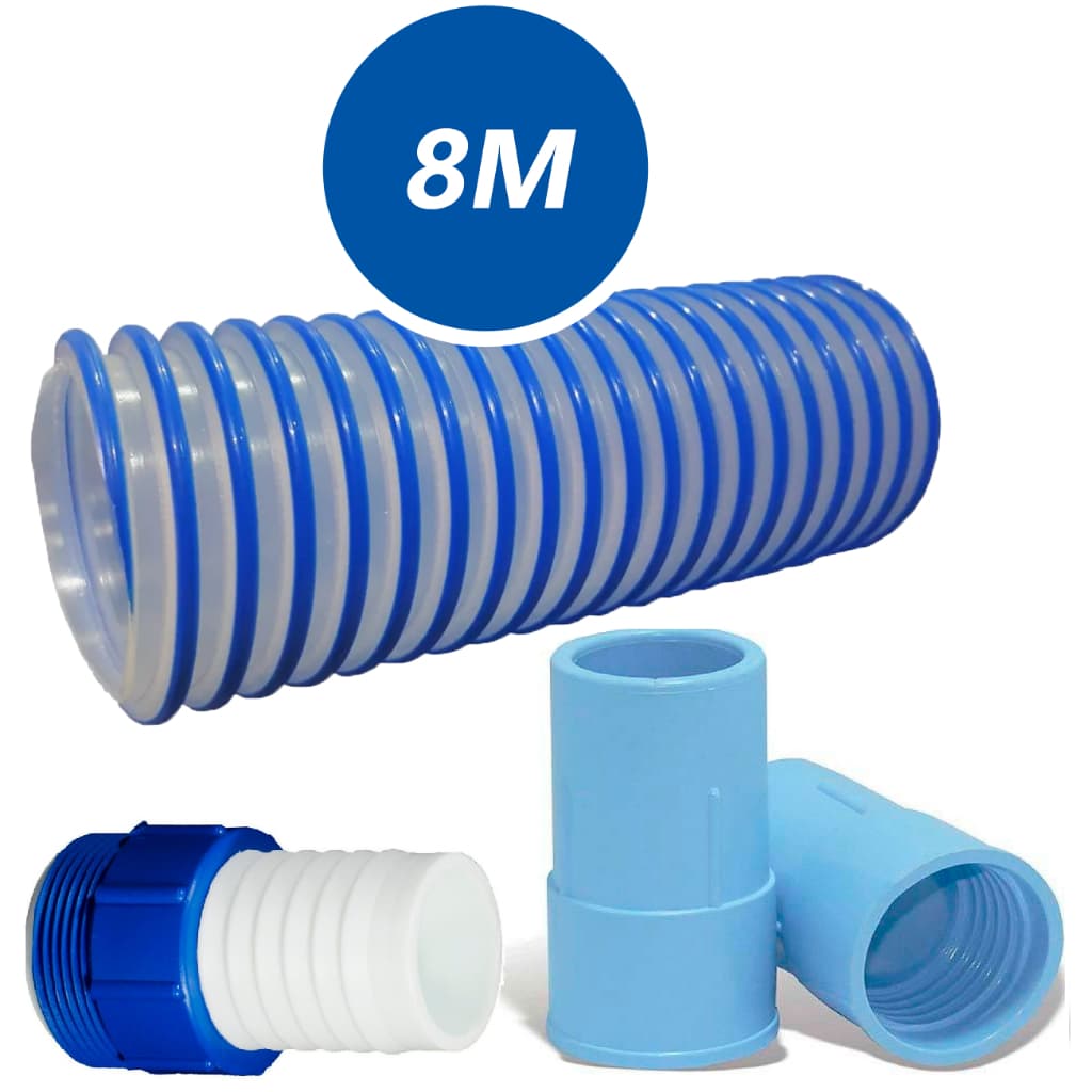 Mangueira para piscina siliconada flexivel e flutuante com 8 metros + ponteiras