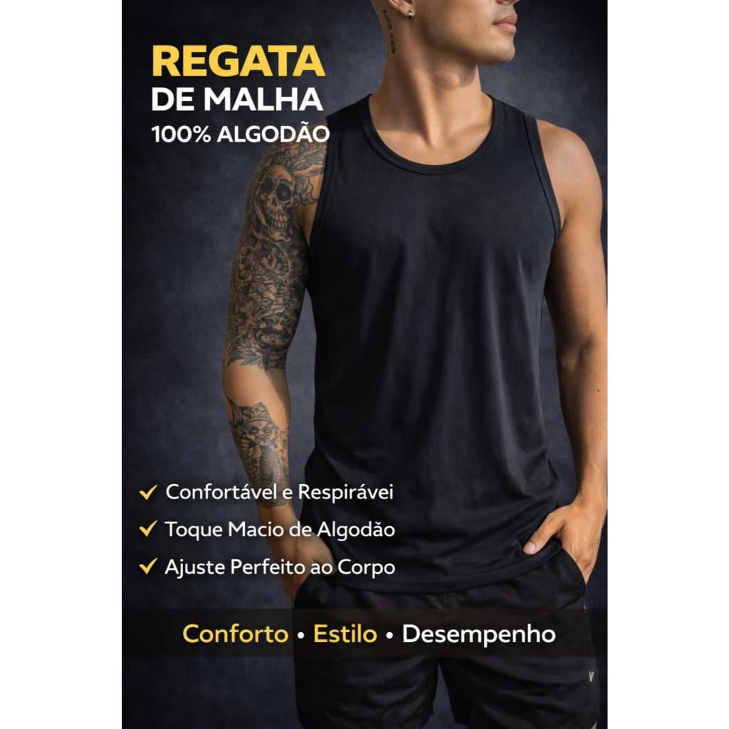 Regata Masculina de Malha 100% Algodão