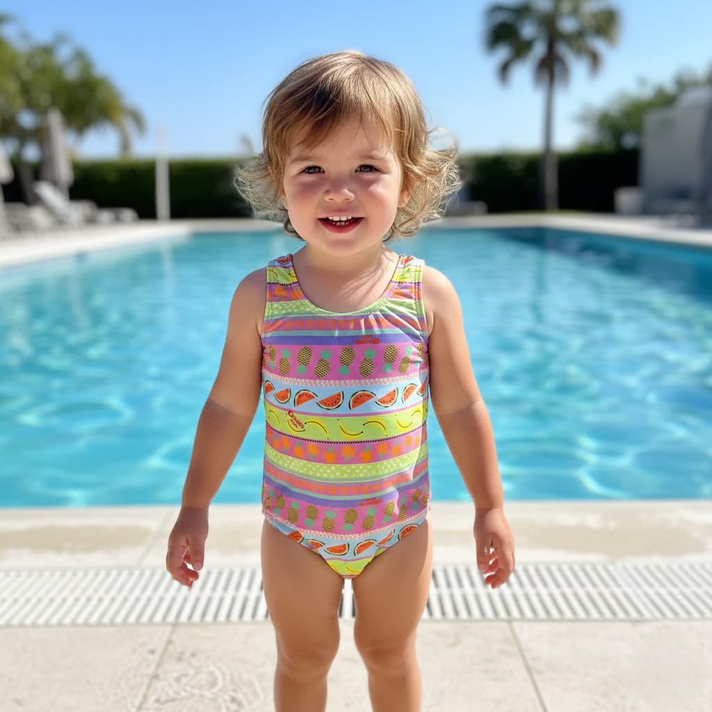 Maiô Infantil Praia Menina UV50+ Proteção Solar Estampado Confortável Piscina