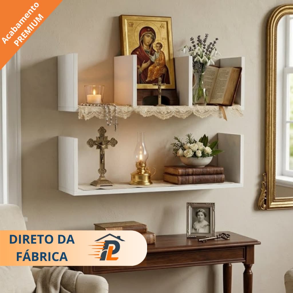 Oratório Prateleira Estante MDF Multifuncional 85cm Decoração Quarto Sala Cozinha Moderno
