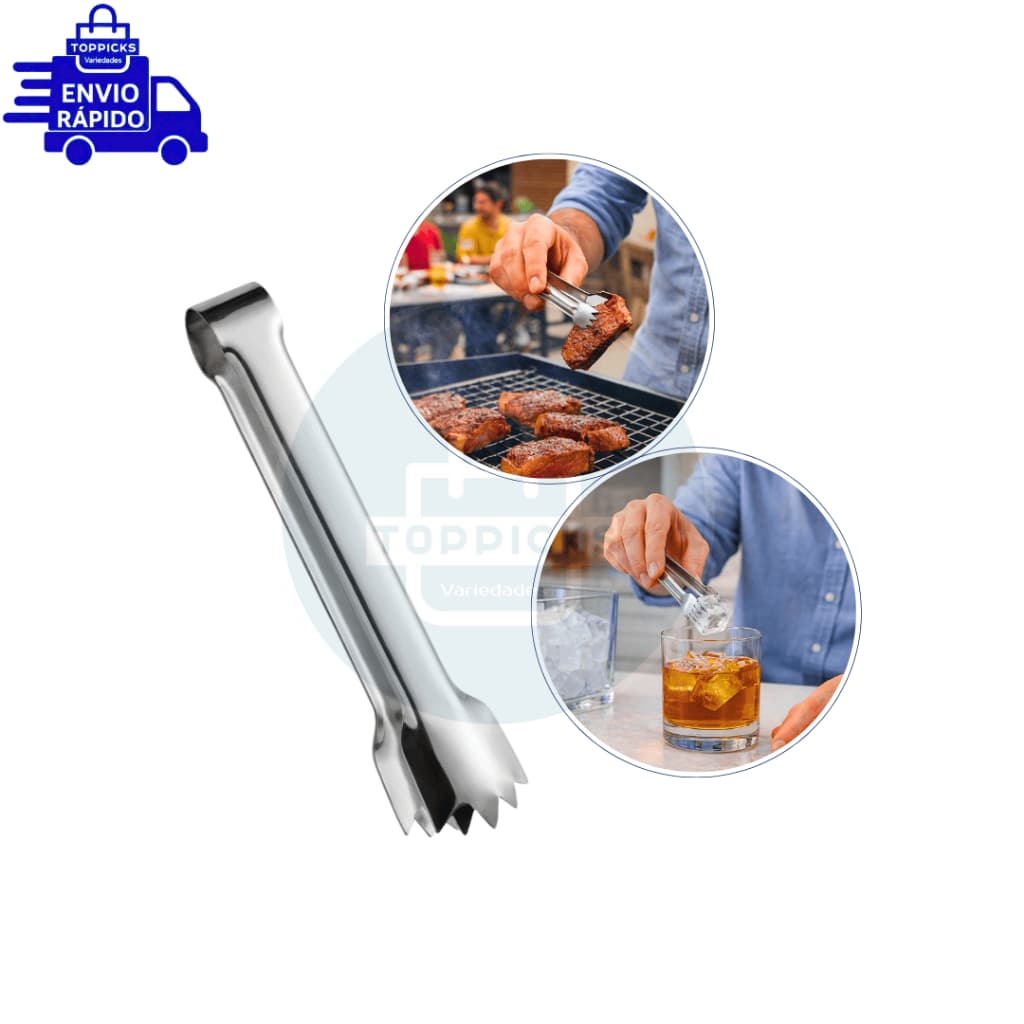 Pegador De Inox Pequeno 12,5CM Dentado Multiuso Pegador De Gelo Carne Frutas Frios Barman