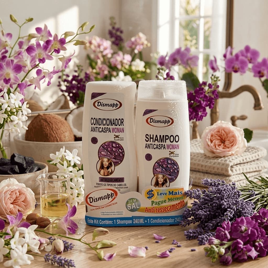 Kit Anticaspa Feminino Shampoo e Condicionador Dismapp 240ml