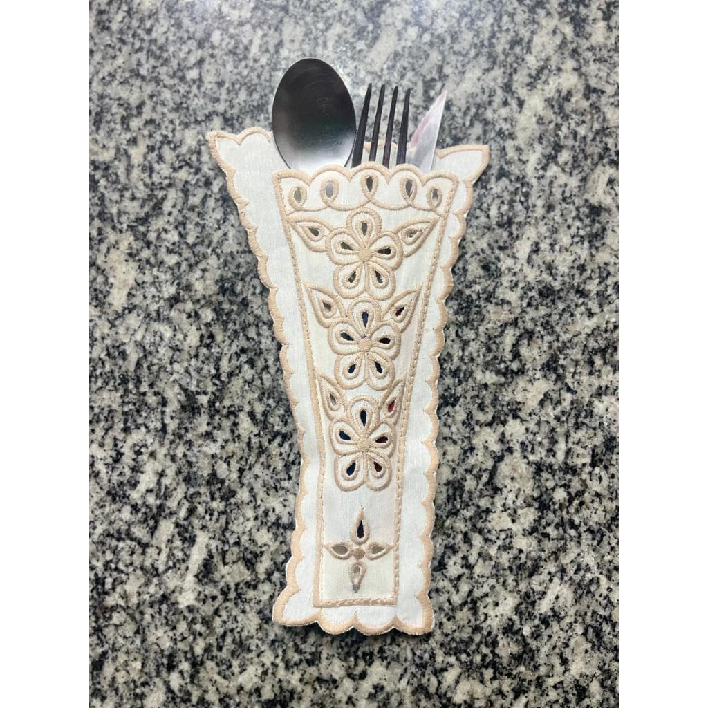 Kit Porta Talher Bordado Decorativo | Porta Talheres para Mesa Posta | Jogo Porta Talher para Cozinha