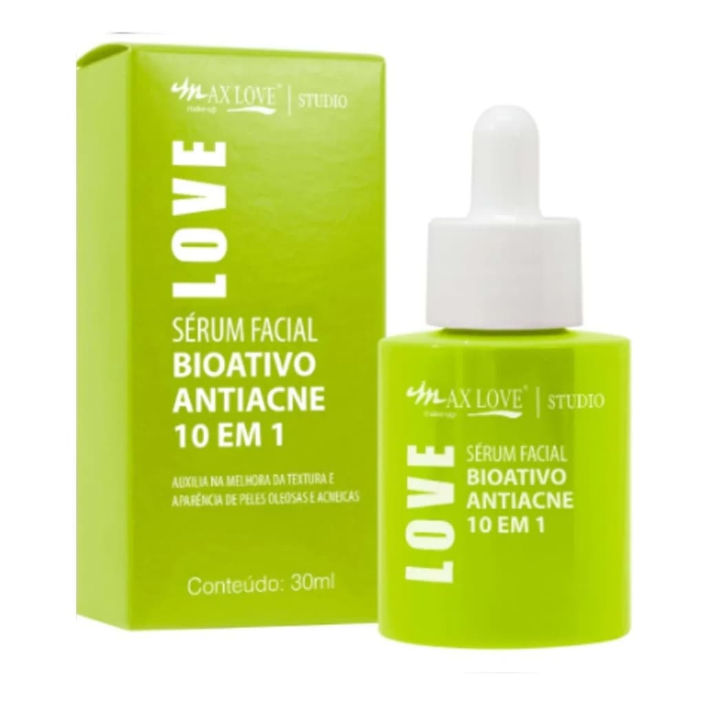 Sérum Facial Bioativo Antiacne 10 em 1 Max Love Diminui Cravos Espinhas e Oleosidade 30ml