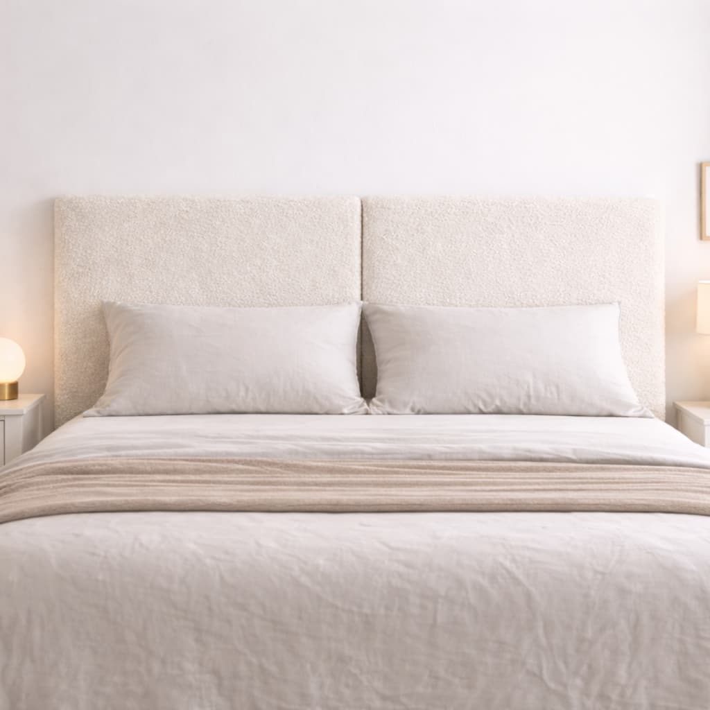 Cabeceira Itália 1,60 Queen para Cama Box Painel Almofadado Tecido Linho Boucle e Corino | Pratikza