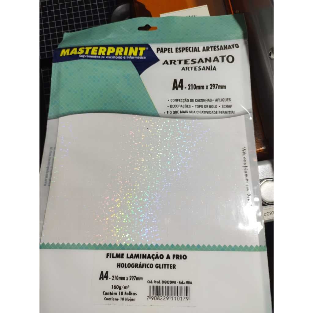 Adesivo Glitter - Adesivo Holográfico a frio - 10 folhas - A4 - Original Master Print