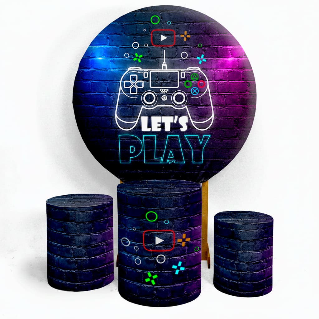 Capa Painel de Festa Tema Game  Jogos  + Capa Kit Trio Cilindros