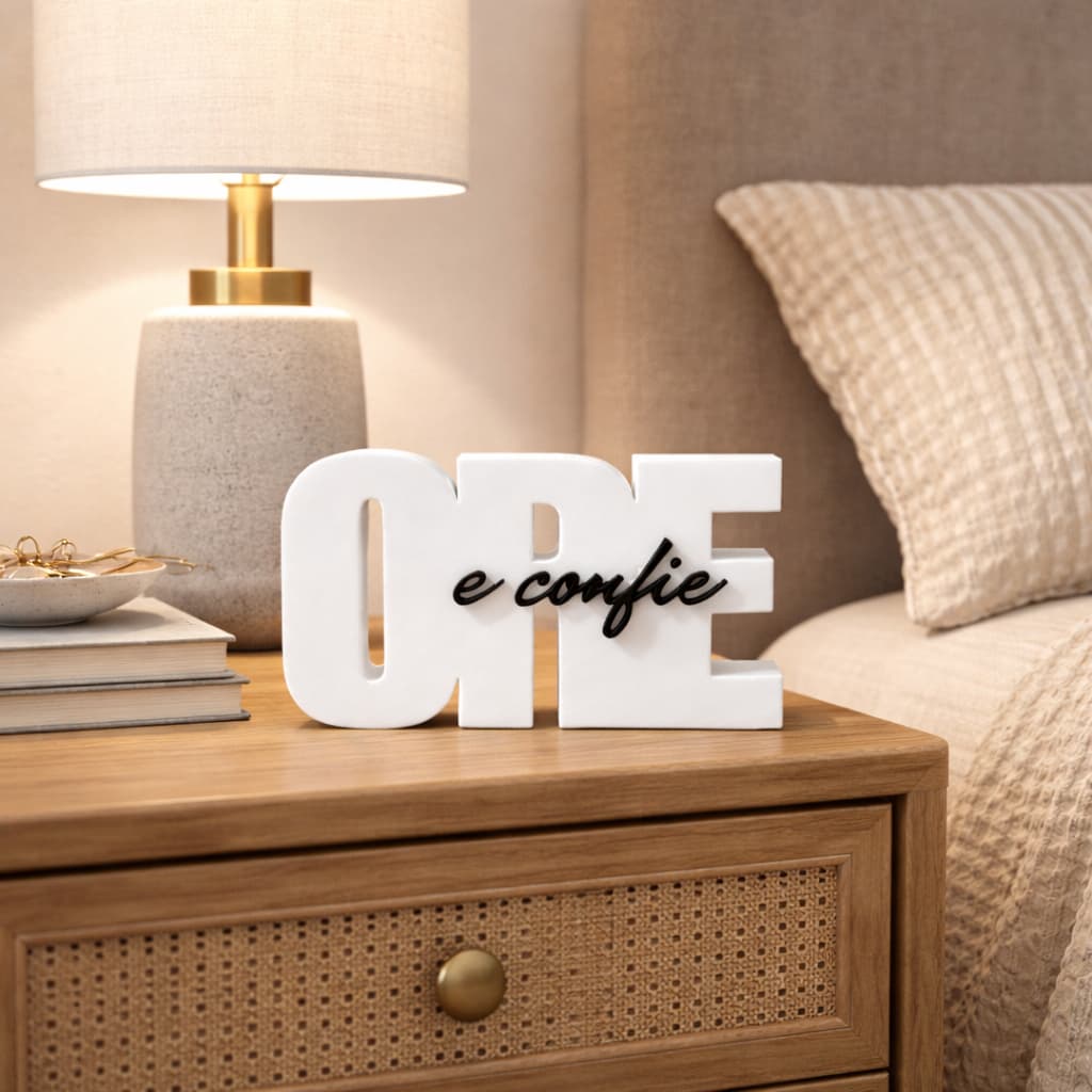 Letreiro Decorativo Ore e Confie em Acrílico Decoração Cristã para Sala Quarto Escritório Presente