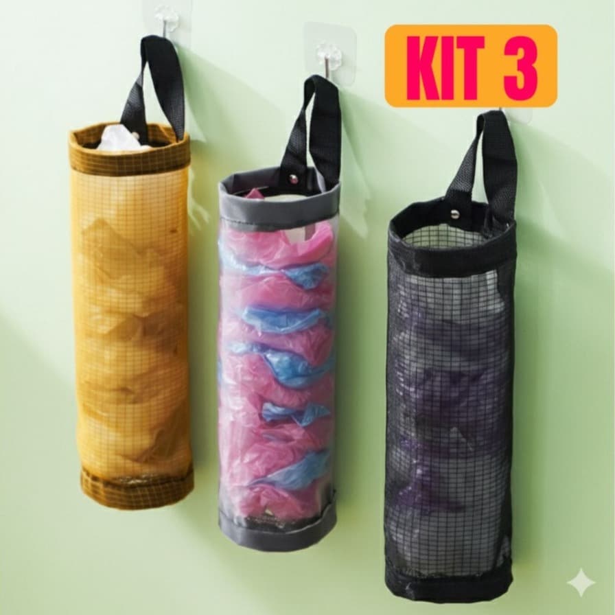 Organizador de Sacolas Puxa Saco Porta Sacolas de Parede Dispenser Para Sacolas Plásticas Cozinha
