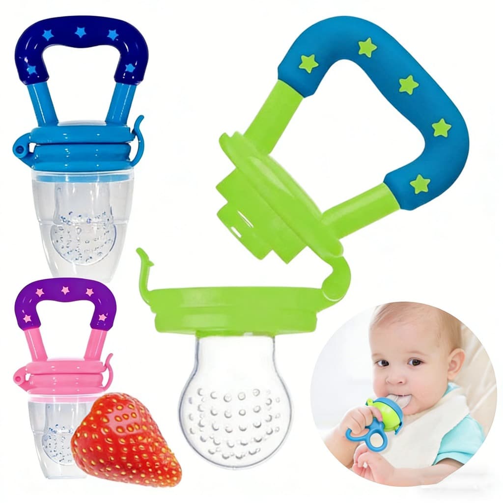 Chupeta Alimentadora Bebe Para Frutas Com Tampa Higiênica Prática Com Bico De Mamadeira Macio