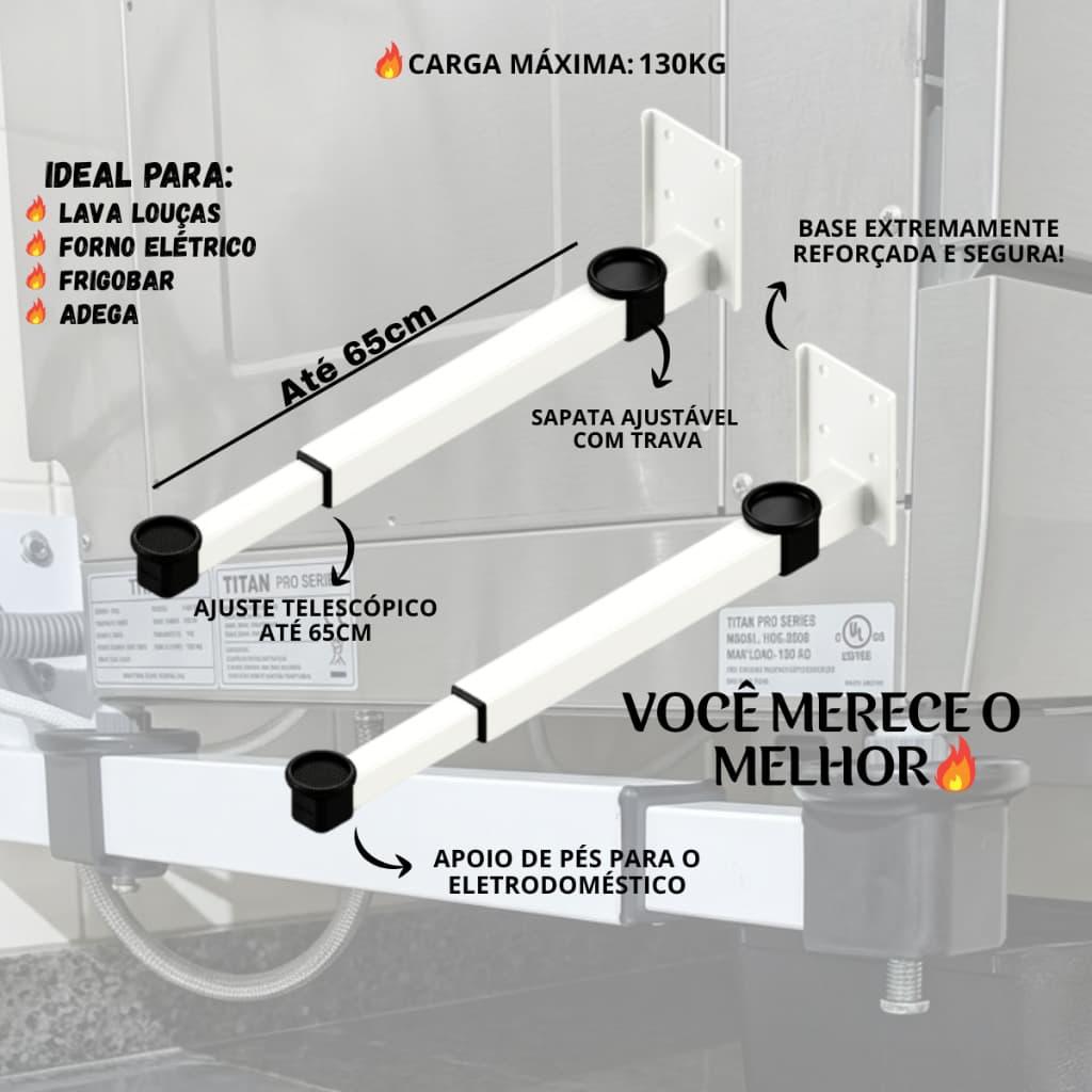 Suporte Parede Reforçado Lava Louças Universal Telescópico Ajustável 130kg Prateleira Multiuso Cozinha Suspenso