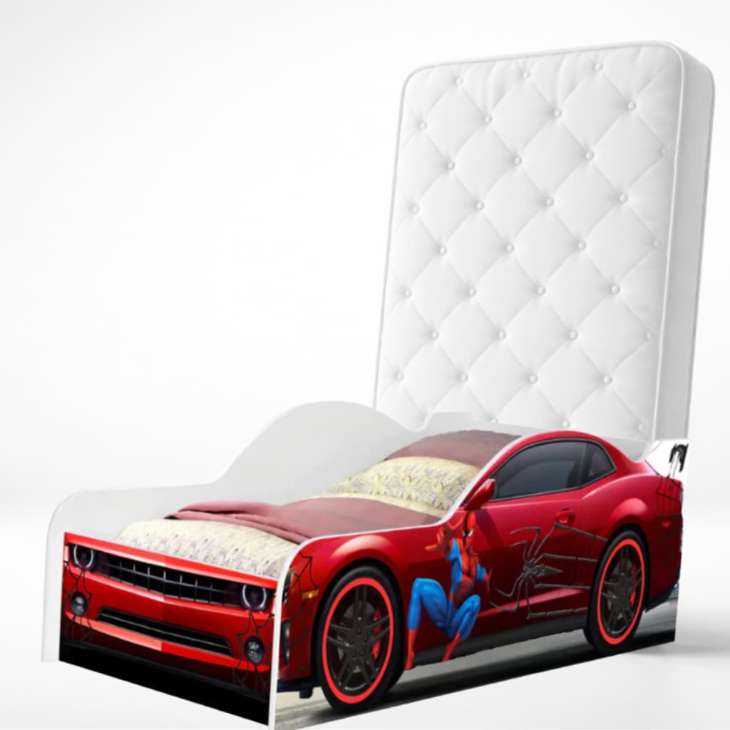 Cama Infantil Carro Quarto Meninos Homem Aranha Montessoriana Herois Com Colchão Cor Vermelho Spider