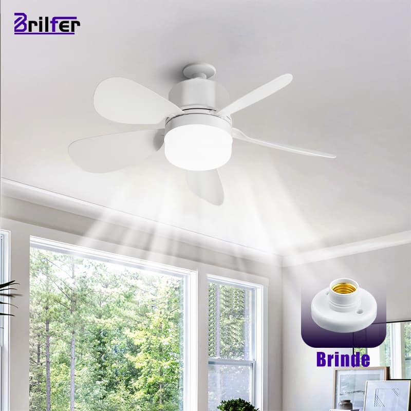 Ventilador de Teto LED 40W com 5 Pás Silenciosas, 3 Cores, Controle Remoto Bivolt e Econômico