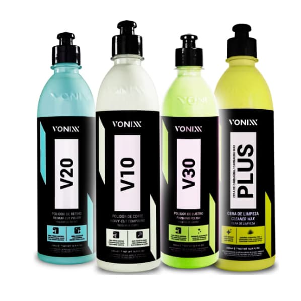 Kit Vonixx Polidores Automotivos Corte Refino Lustro + Cera