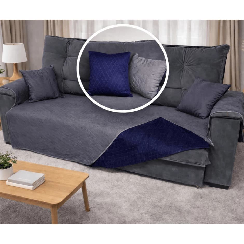 Protetor Pet Impermeável para Sofá 2 Lugares 2,50m Dupla Face com Bolsos