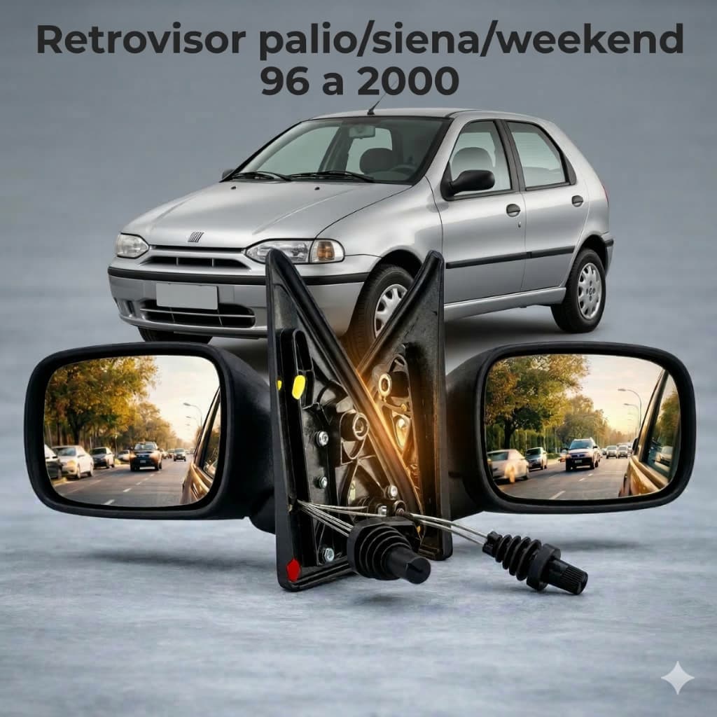 Retrovisor Palio Siena 96 1997 1998 1999 2000 4 Portas Com Controle Lado Esquerdo e Lado Direito