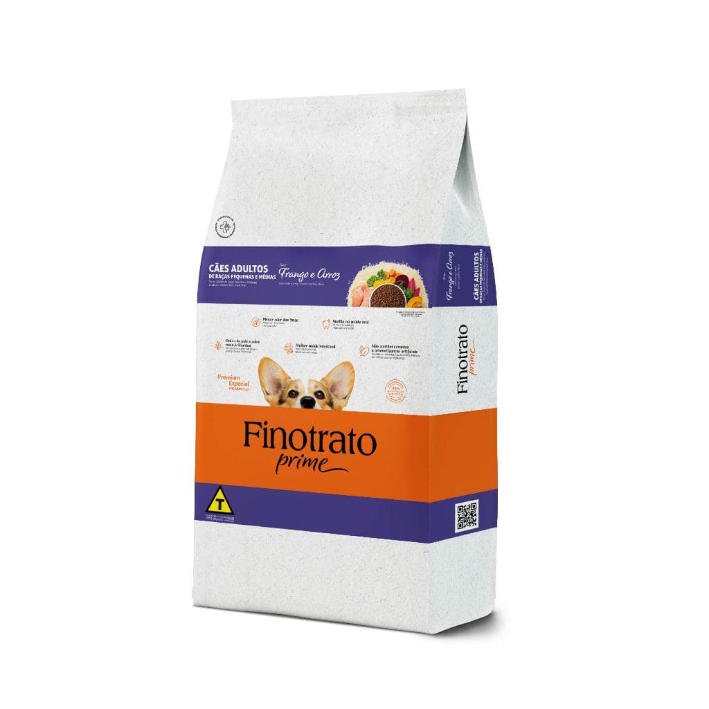 Ração Finotrato Prime Premium Especial Cães Adultos Raças Pequenas e Médias Sabor Frango e Cereais 10,1kg
