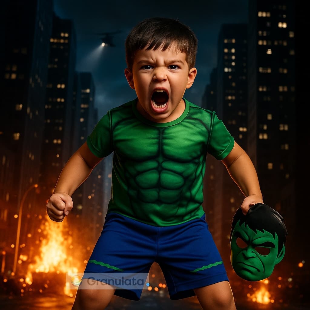 Fantasia Infantil Hulk com Máscara Macacão Confortável Super Herói Tamanhos P ao GG