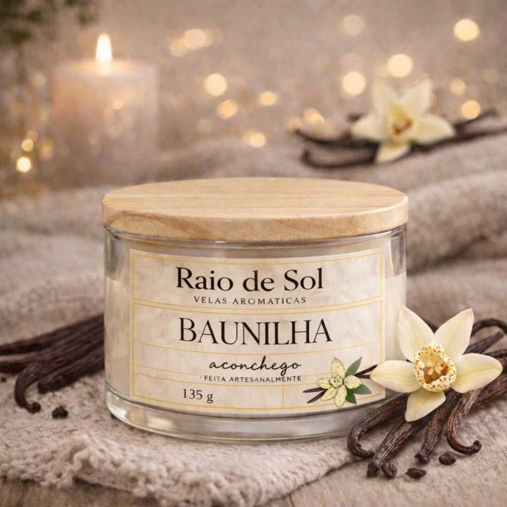 Vela Aromática Baunilha – Vela Perfumada Doce – Vela decorativa artesanal para ambientes e para presentes