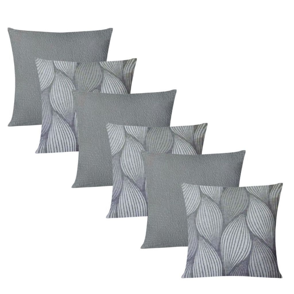 Kit 6 Capas de Almofada em  Suede e Jacquard  45x45cm Com Zíper