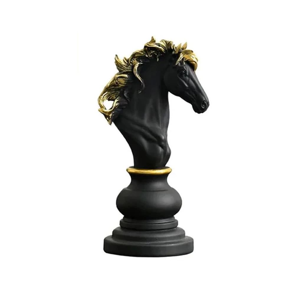 Decoração Peças De Xadrez Cavalo Escultura Grande Estátua 25cm