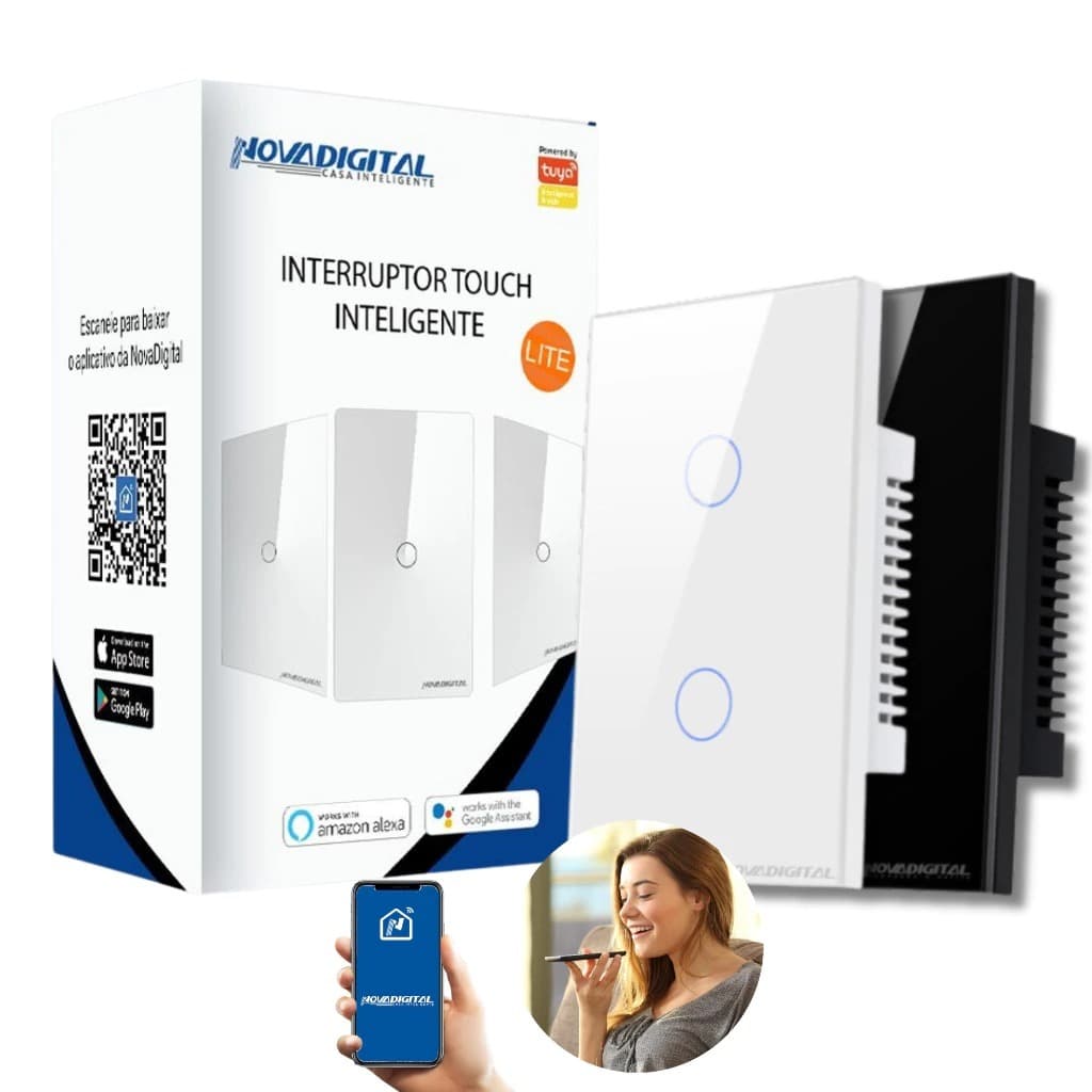 Interruptor Inteligente Wi-Fi Lite 2 Botão Smart Touch Alexa Original Nova Digital Original