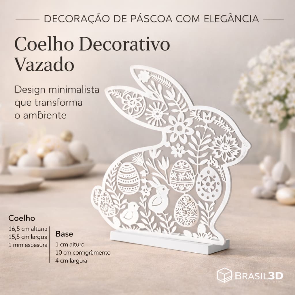 🐰 Coelho Decorativo Vazado de Mesa Páscoa Enfeite Minimalista Sala Mesa Posta Adorno Moderno Luxo
