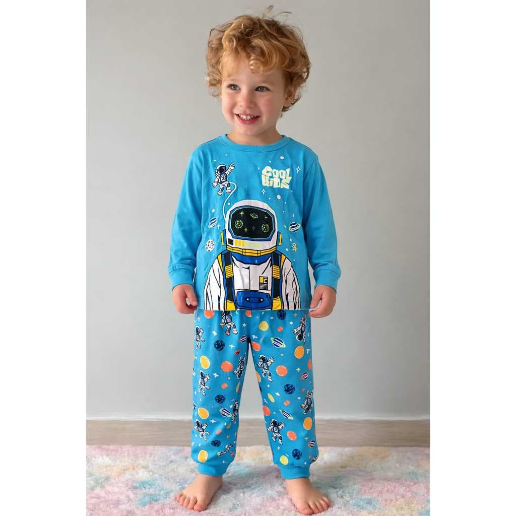Pijama infantil menino manga longa inverno blusa algodão calça poliester estampas e cores diversas