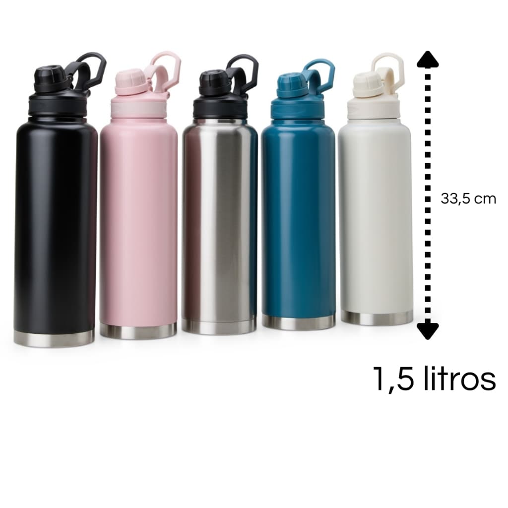 Garrafa Térmica 1,5 Litros Inox 304 Parede Dupla com Alça Grande Água Academia Camping
