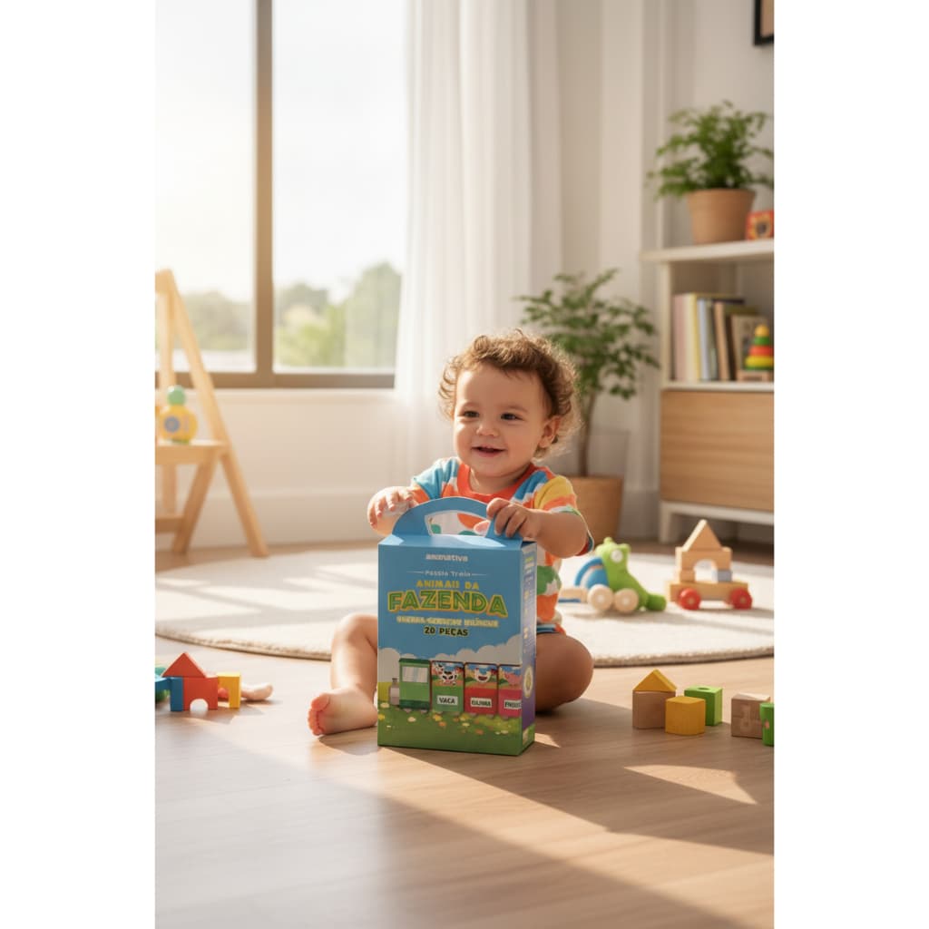 🧩 Quebra Cabeca Bilingue Animais Fazenda 20 Pecas Educativo Infantil Desenvolvimento Promocao
