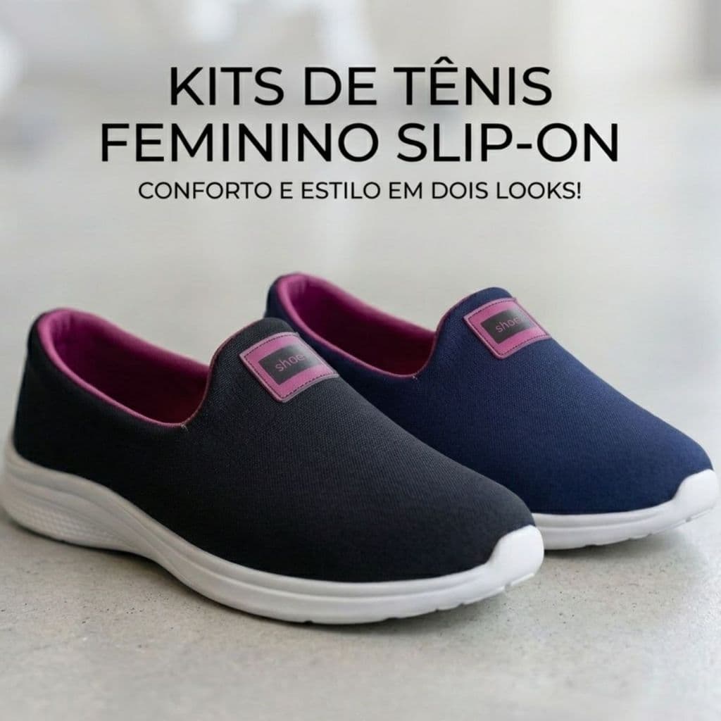 Kit 2 Pares Tênis Feminino Calce Fácil Slip On Casual confortável caminhada Academia (35 ao 40)