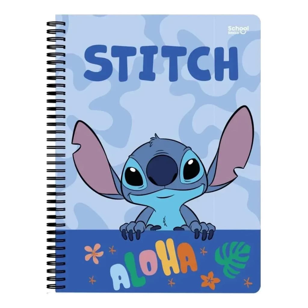 Caderno Universitário Stitch Aloha 10 Materias 160 Folhas Azul