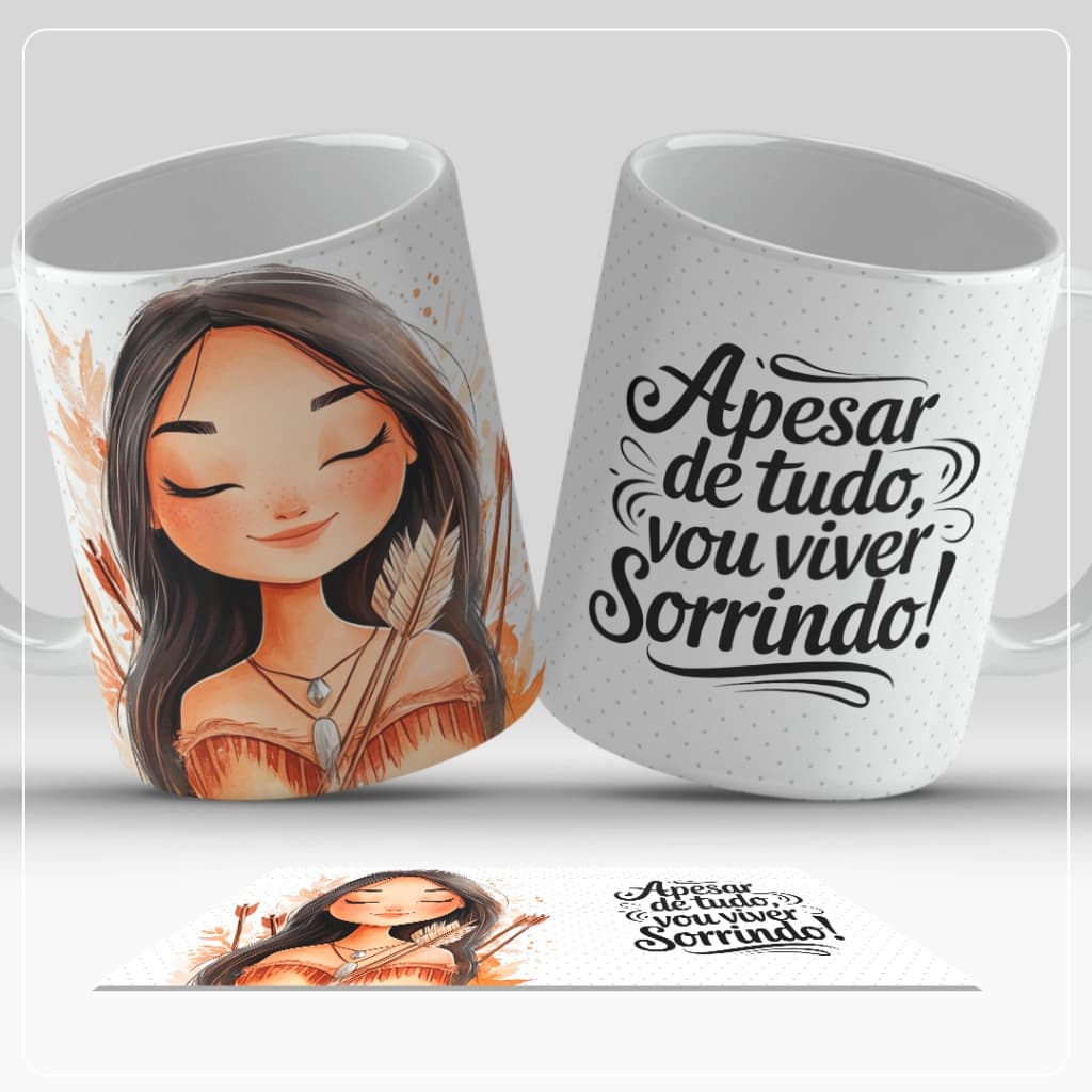 Caneca para Presente Motivacional Feminino Apesar de tudo vou viver sorrindo - Mulher Dia das Mães