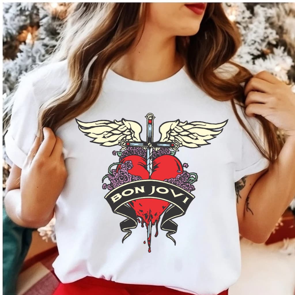 Camiseta Feminina Casual Banda Gola Redonda Rock Blusa Camisa