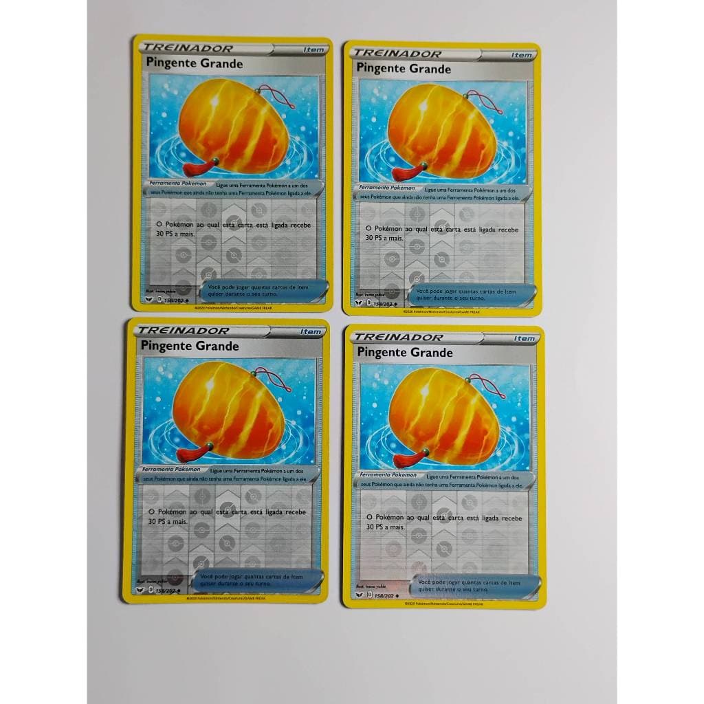 Kit 4 Pingente Grande Reverse Foil 158/202 NM Espada e Escudo (2002) Pokémon Estampas Ilustradas TCG Trading Card Game