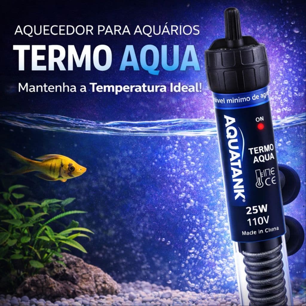 Termostato Com Aquecedor Aquatank 25w Aquários Até 25l
