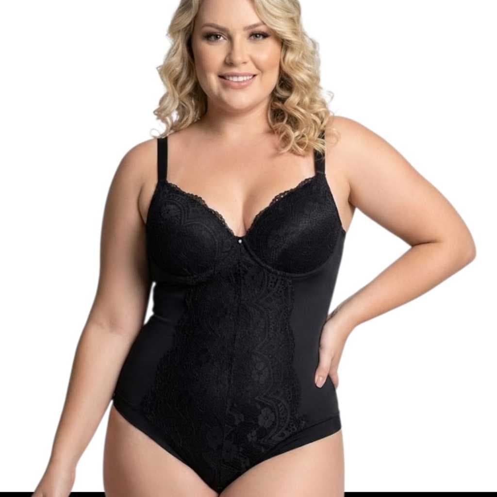 Body Modelador reduz medidas com Bojo e Renda