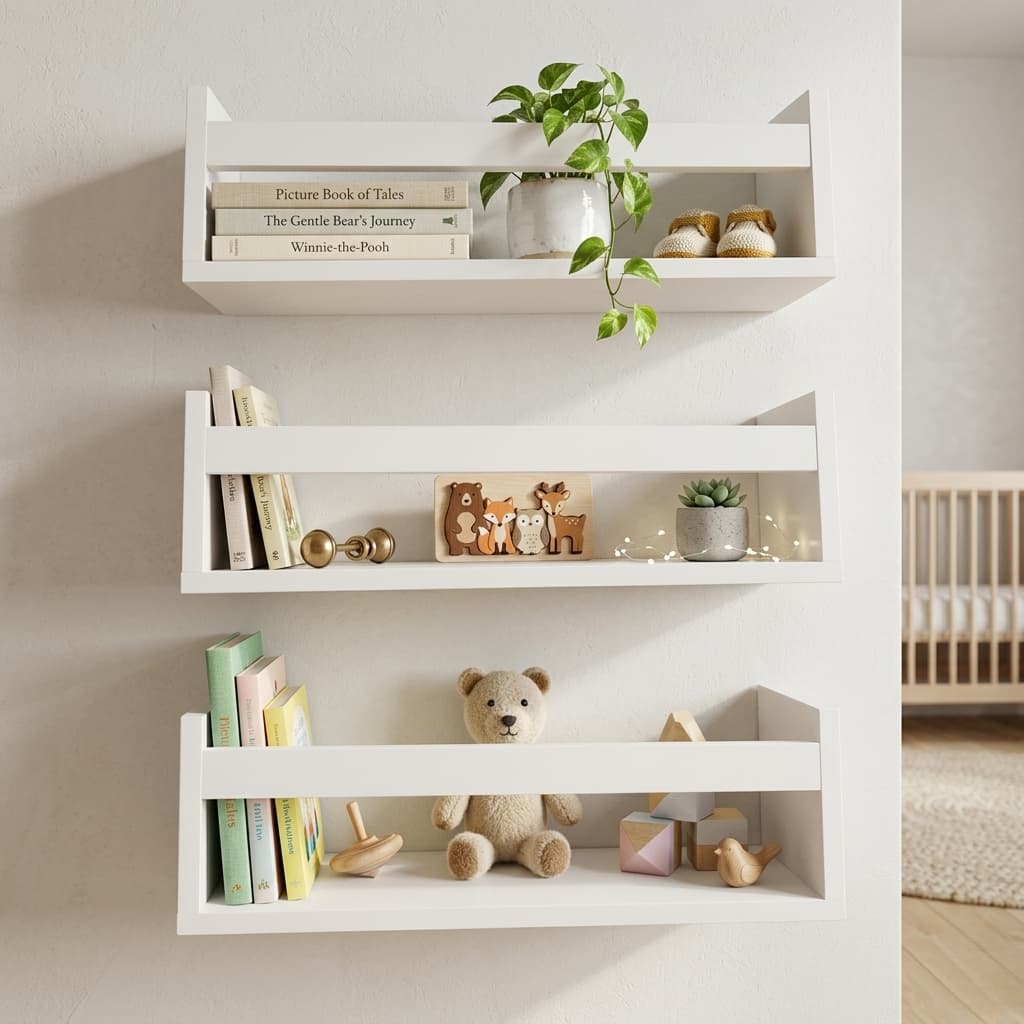 Kit 3 Prateleiras Montadas - MDF Branco Para Livros Revistas Infantil Decoração